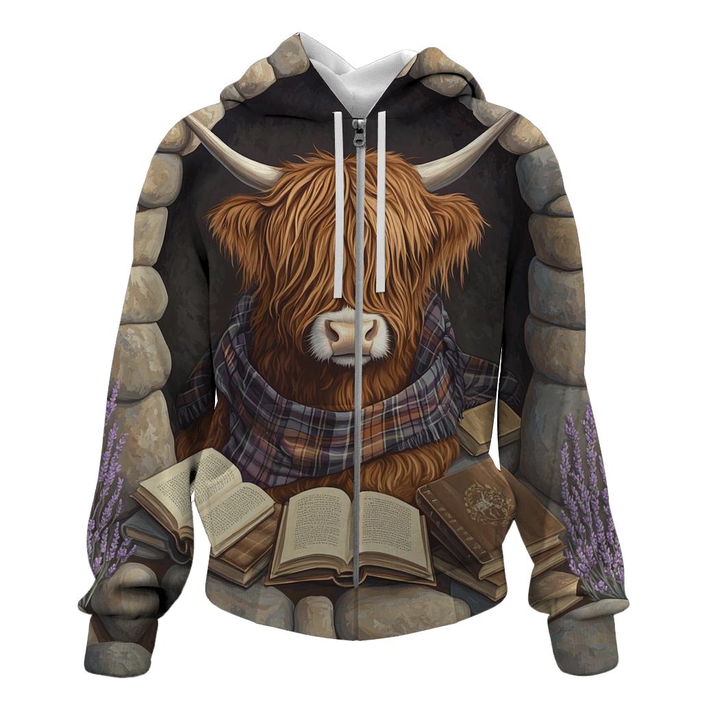 Highland Cow In The Stone Circle Library hoodies fashion