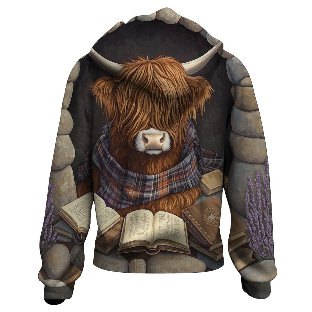 Highland Cow In The Stone Circle Library hoodies fashion
