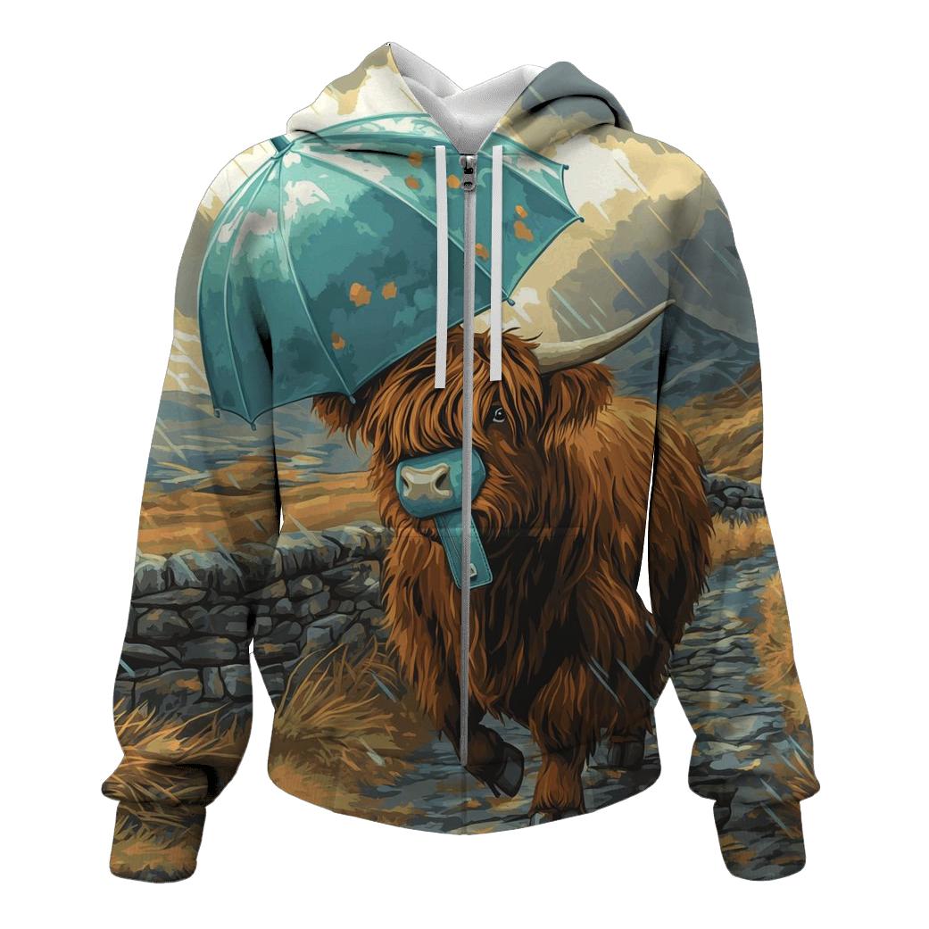 Stormproof Umbrella Highland Cow embroidered hoodies