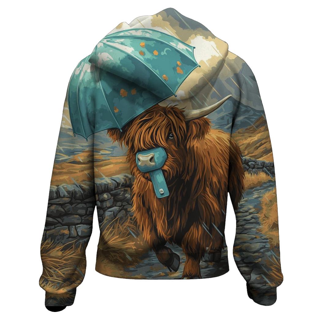Stormproof Umbrella Highland Cow embroidered hoodies