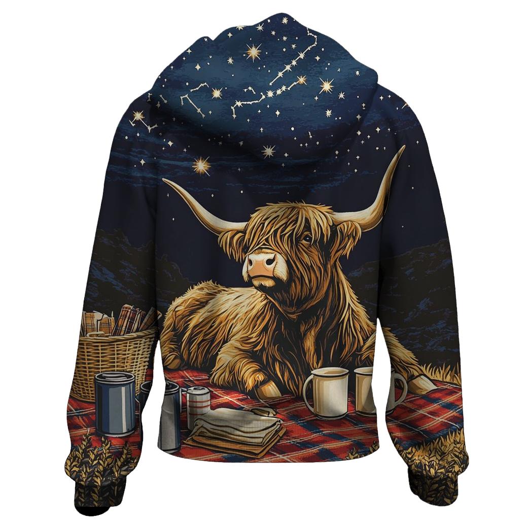 Highland Cow Stargazing Picnic Blanket hoodie designs