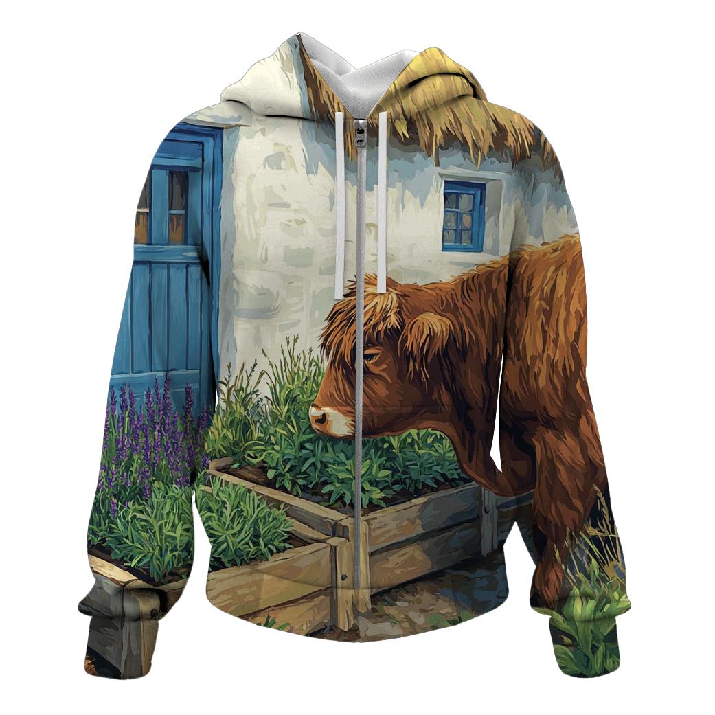 Highland Cow Herb Garden At The Croft graphic hoodies