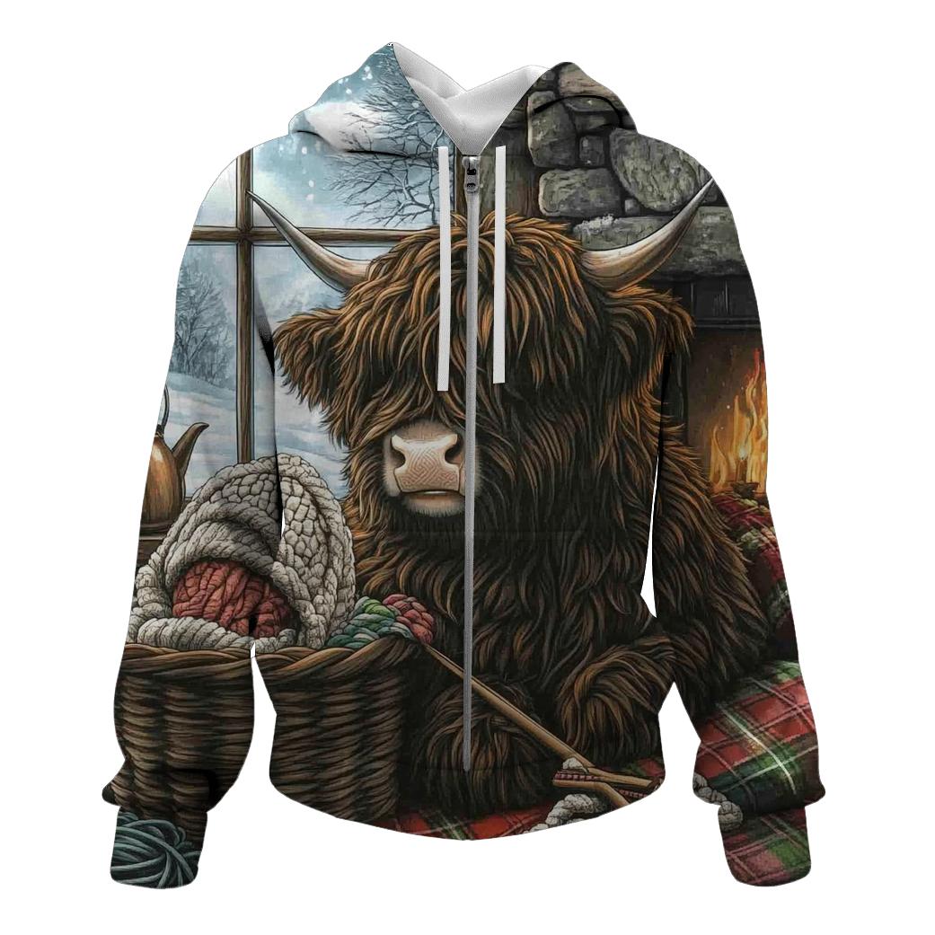 Highland Cow Winter Wool Hat Knitter graphic hoodies