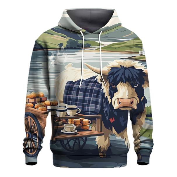 Tea Cart By The Loch With Highland Cow hoodie styles