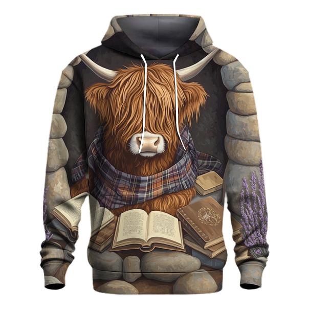 Highland Cow In The Stone Circle Library hoodie designs