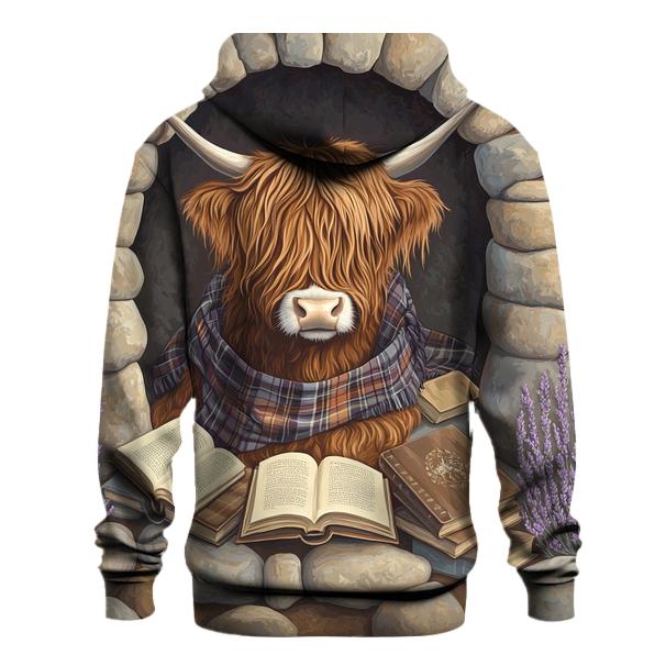 Highland Cow In The Stone Circle Library hoodie designs