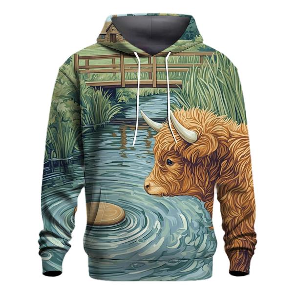 Highland Cow Riverstone Skipping Lesson embroidered hoodies