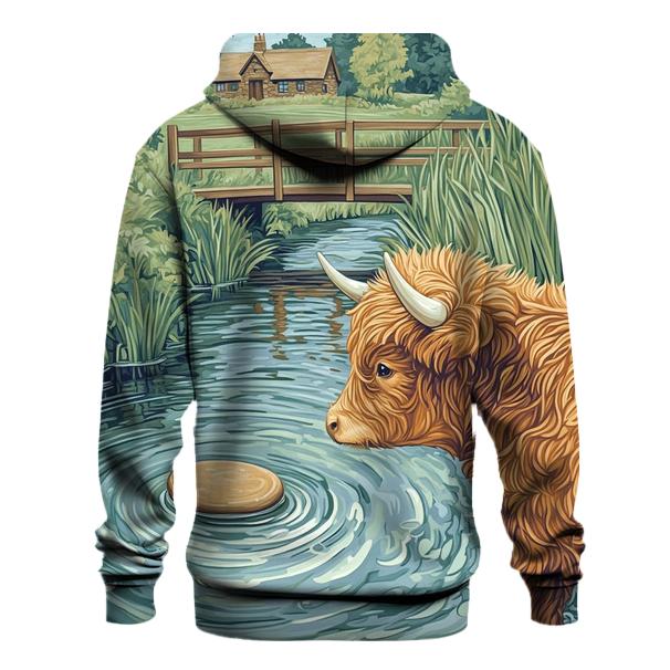 Highland Cow Riverstone Skipping Lesson embroidered hoodies