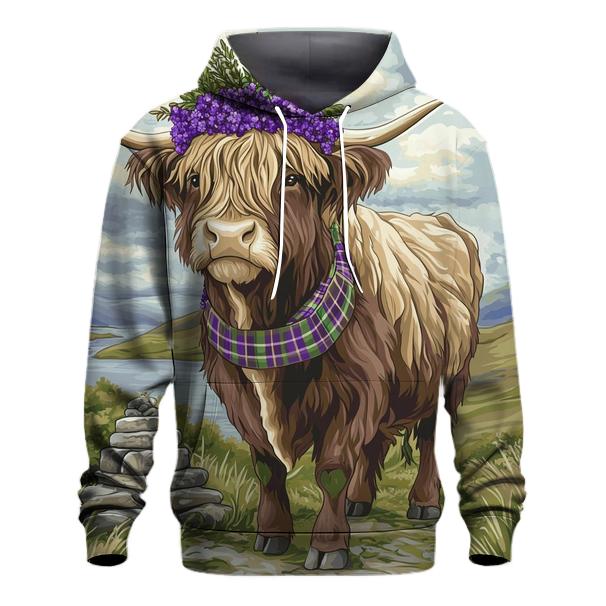 Highland Cow With Heather Crown Ceremony pullover hoodies