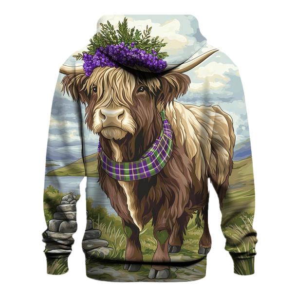 Highland Cow With Heather Crown Ceremony pullover hoodies