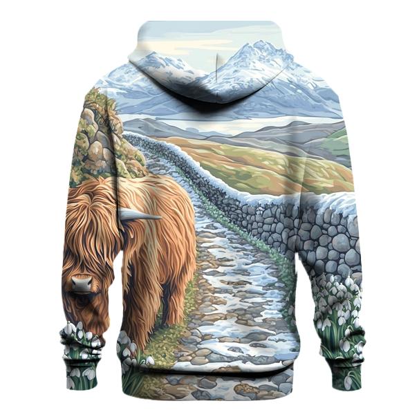 Highland Cow Snowdrop Path Guardian embroidered hoodies