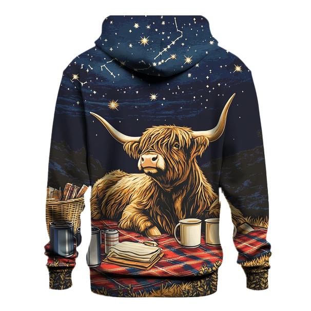 Highland Cow Stargazing Picnic Blanket premium hoodies