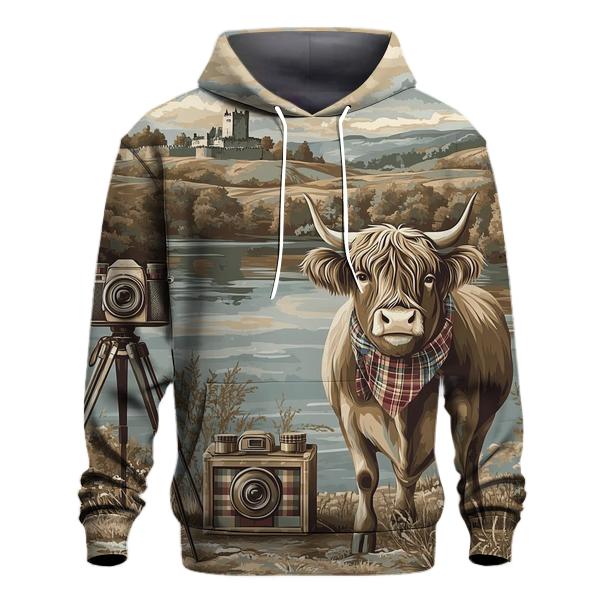 Vintage Camera Portrait Highland Cow zip-up hoodies