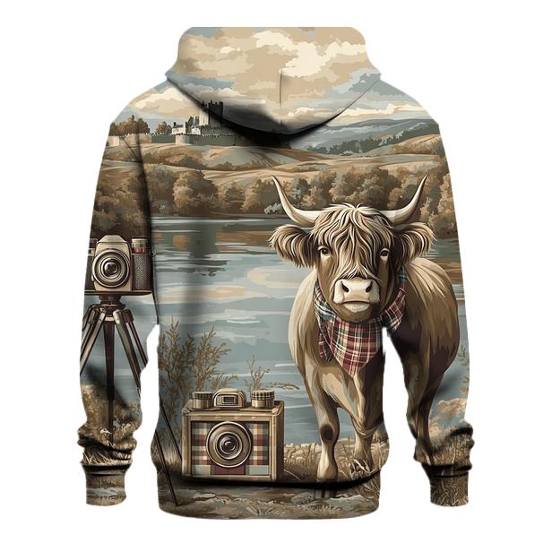 Vintage Camera Portrait Highland Cow zip-up hoodies