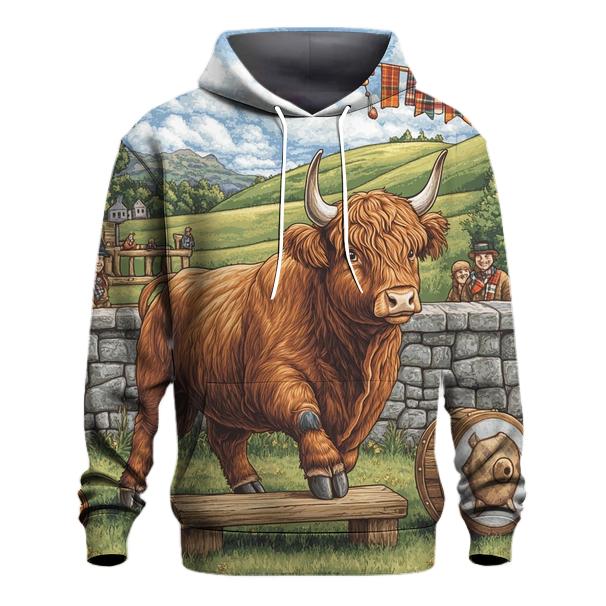 Highland Cow Highland Games Weight Toss designer hoodies
