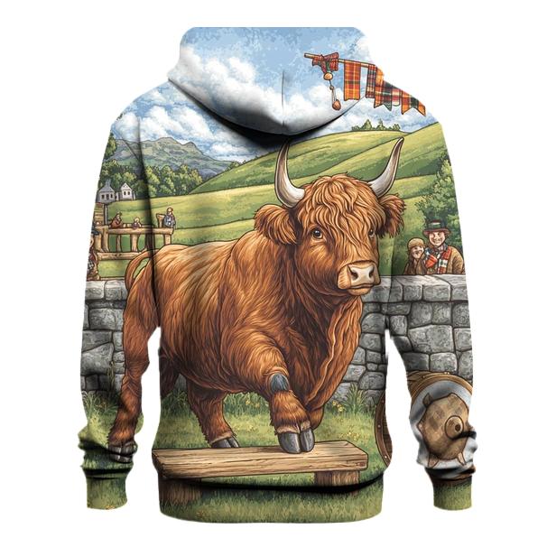 Highland Cow Highland Games Weight Toss designer hoodies