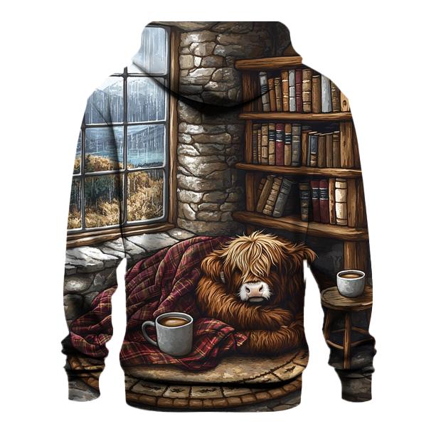 Cozy Book Nook Highland Cow lightweight hoodies