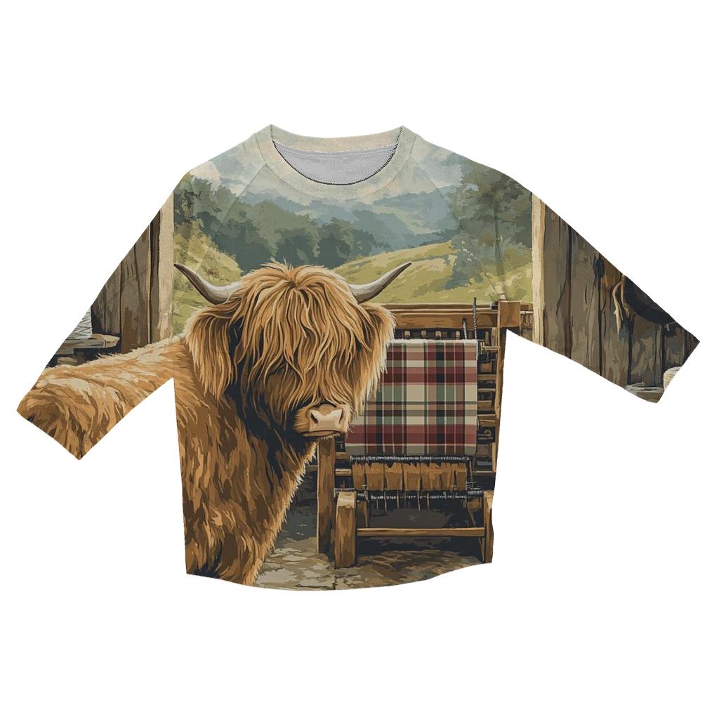 Tartan Loom Workshop Highland Cow cotton quarter sleeve shirts