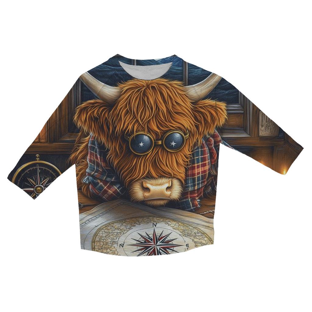 Highland Cow Star Map Study designer 3/4 sleeve blouses