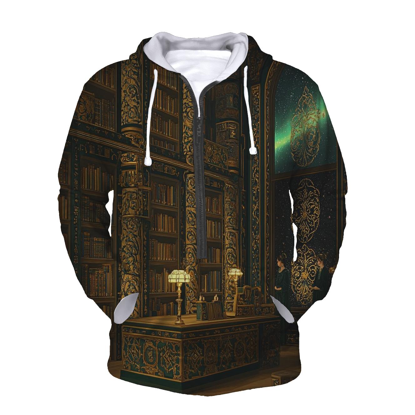 Gustav Klimt Inspired Aurora Library zip-up hoodies