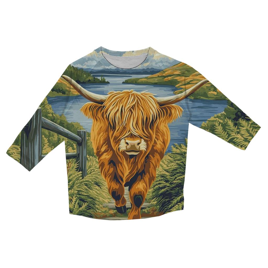 Bracken Trail Highland Cow Postcard stylish quarter sleeve tops