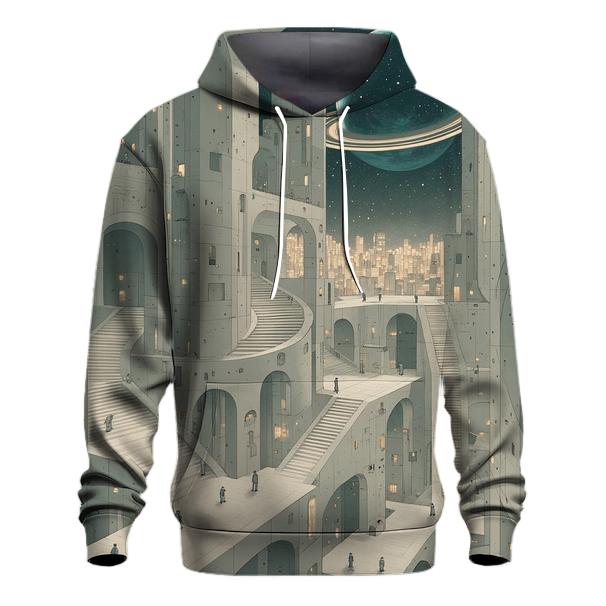 Mc Escher Inspired Stairways Of A Futuristic Spaceport City zip-up hoodies
