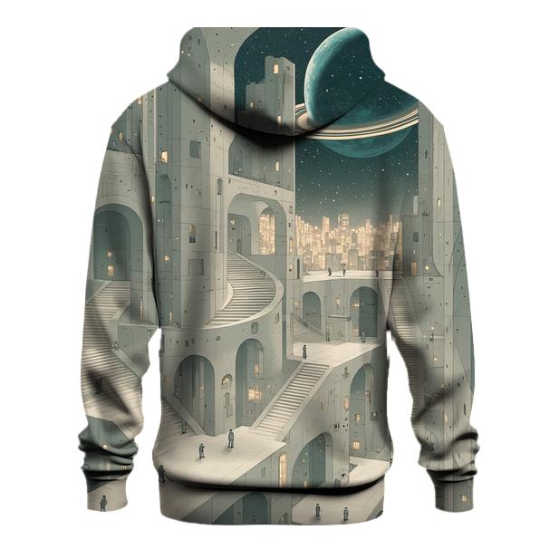 Mc Escher Inspired Stairways Of A Futuristic Spaceport City zip-up hoodies