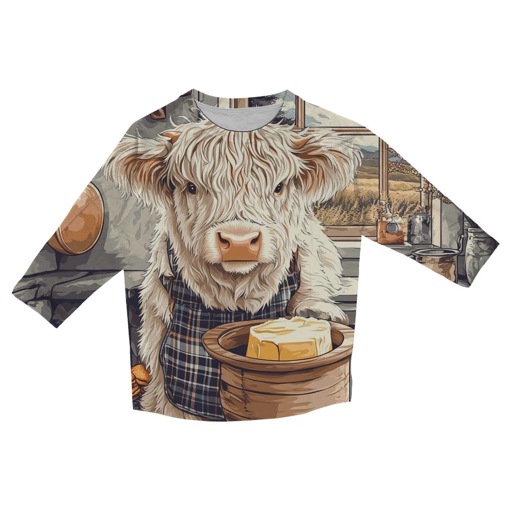 Highland Cow Butter Churn Kitchen custom 3/4 sleeve shirts