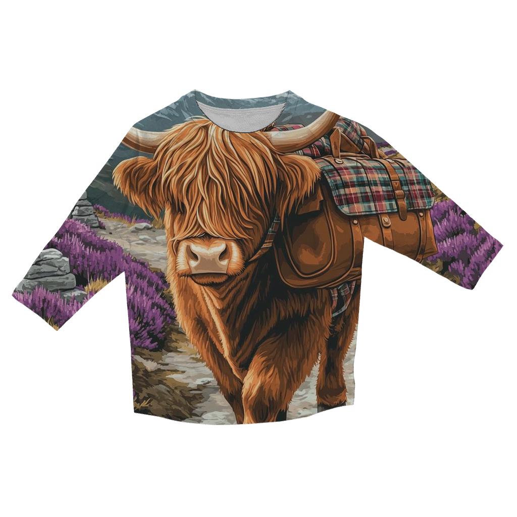 Mountain Pass Mail Carrier Highland Cow custom 3/4 sleeve shirts