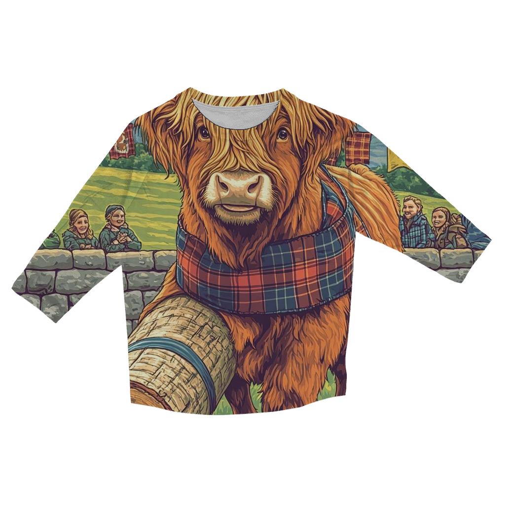 Highland Cow Highland Games Helper designer 3/4 sleeve blouses