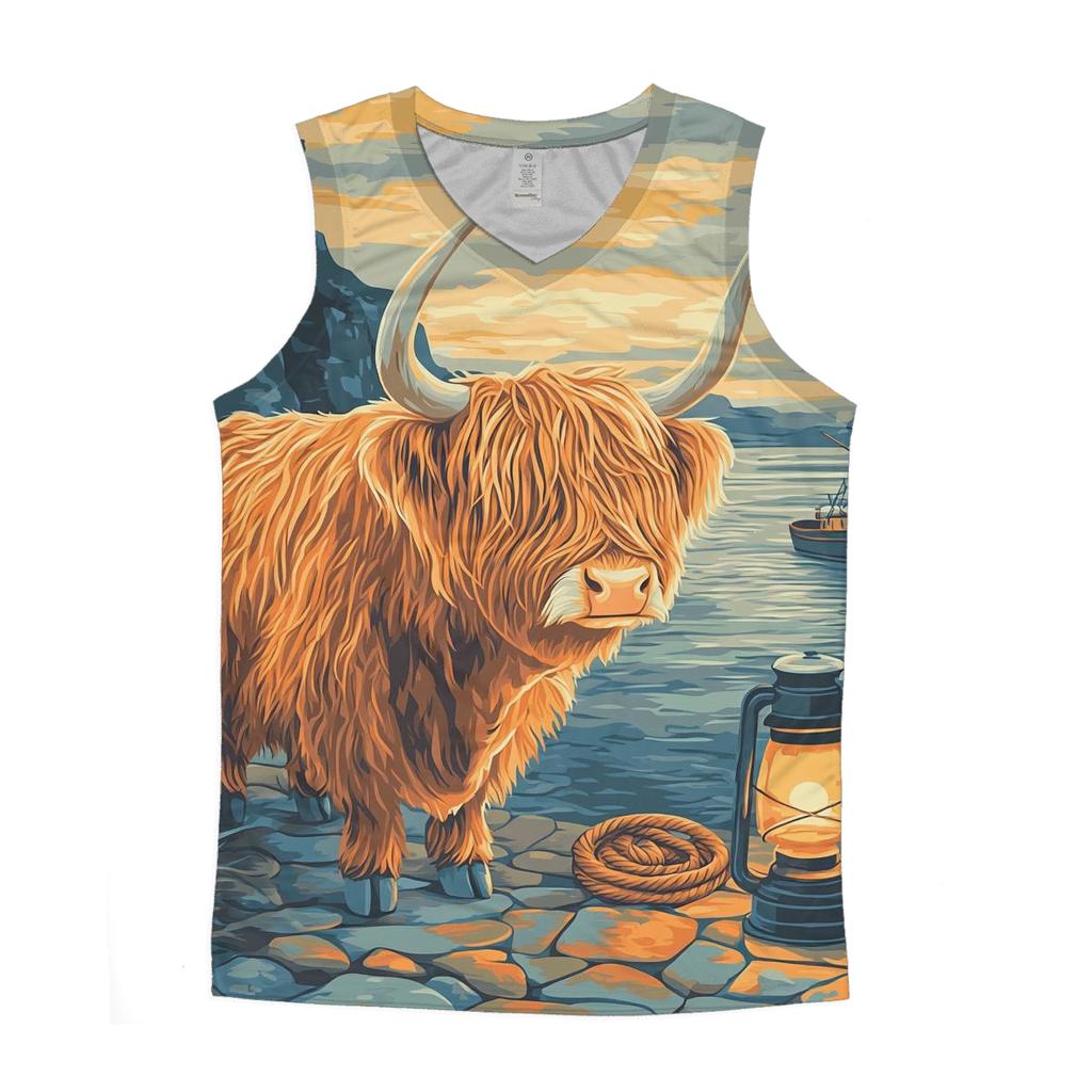 Harbor Lantern Highland Cow sports performance tank tops