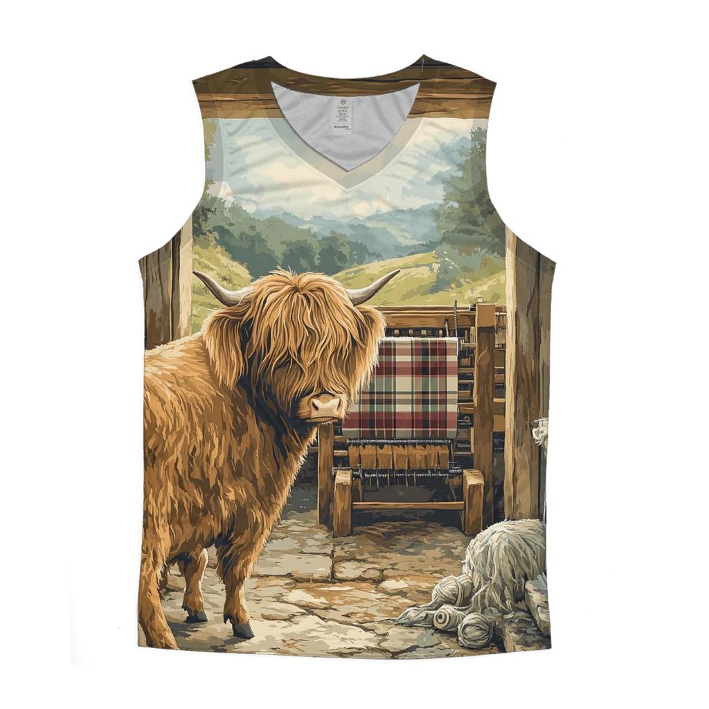Tartan Loom Workshop Highland Cow sports performance tank tops