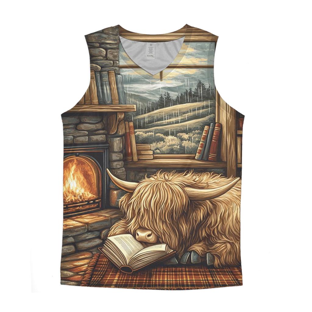 Highland Cow Bookshop Nook designer workout tanks