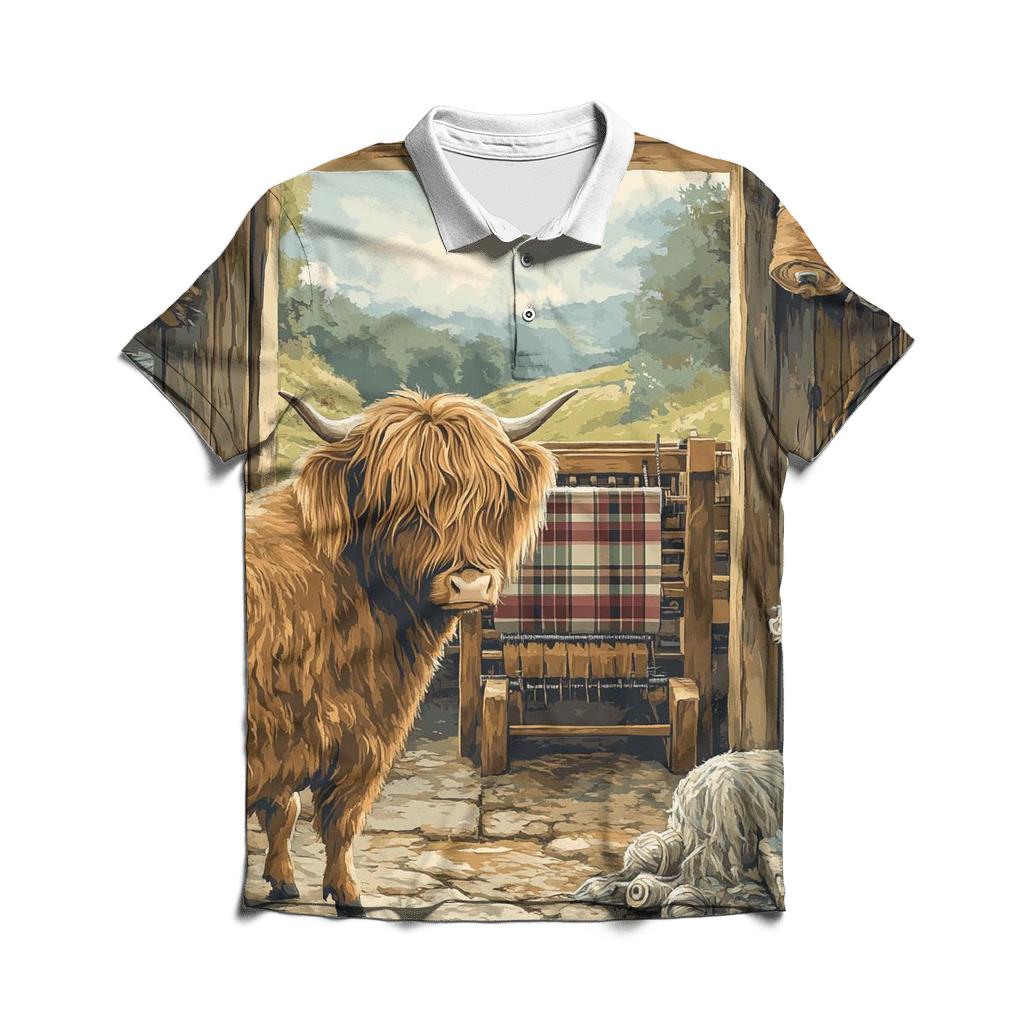 Tartan Loom Workshop Highland Cow custom polo shirts