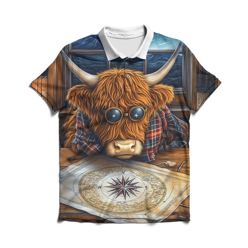 Highland Cow Star Map Study stylish collar polo tees