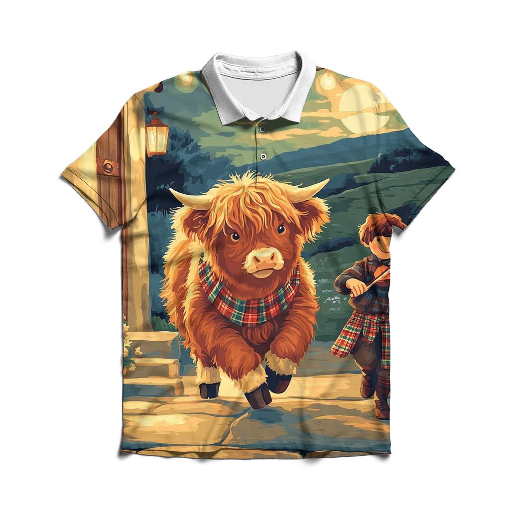 Ceilidh Dance Highland Cow Companion personalized polo shirts