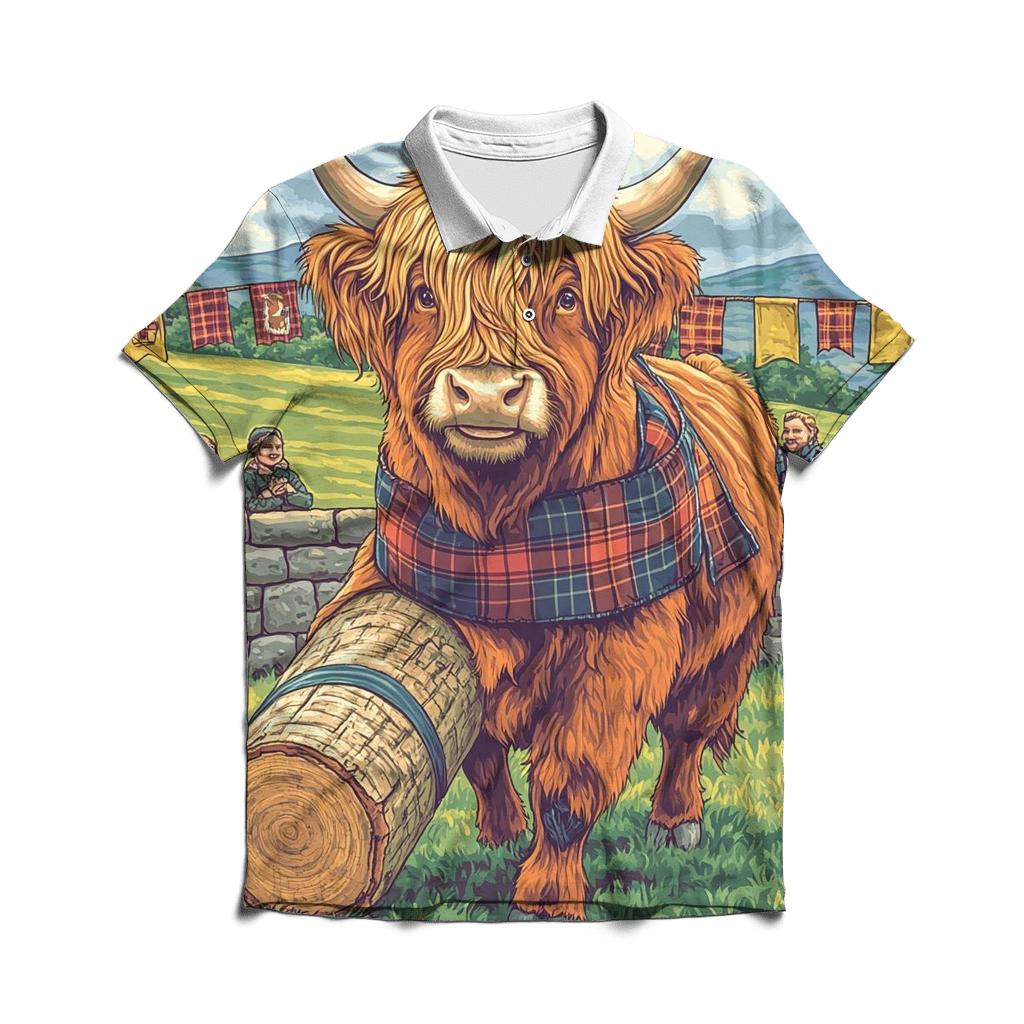 Highland Cow Highland Games Helper casual sports polo shirts