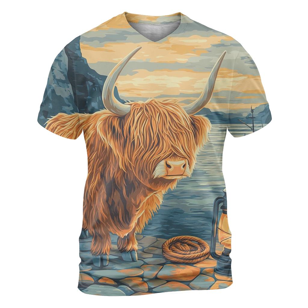 Harbor Lantern Highland Cow statement graphic shirts