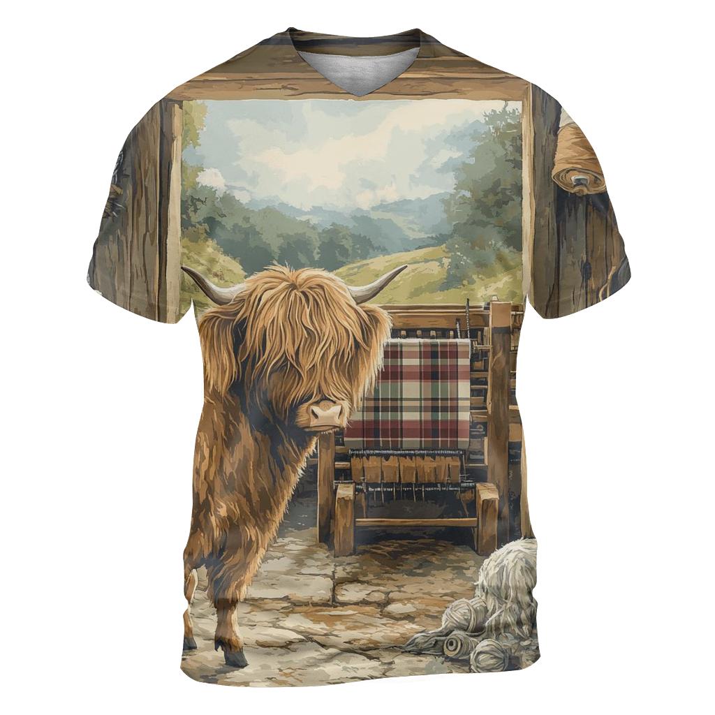 Tartan Loom Workshop Highland Cow designer pattern shirts