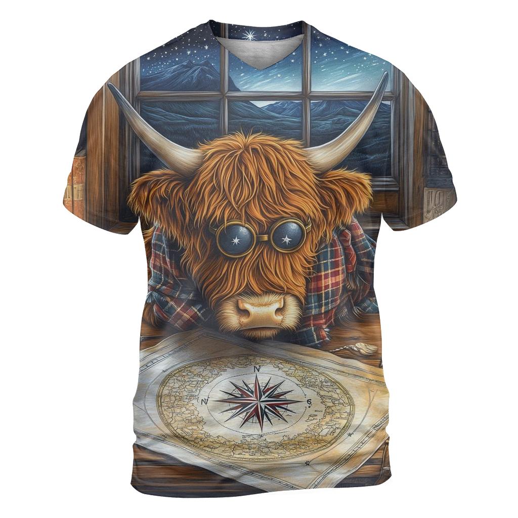 Highland Cow Star Map Study designer pattern shirts