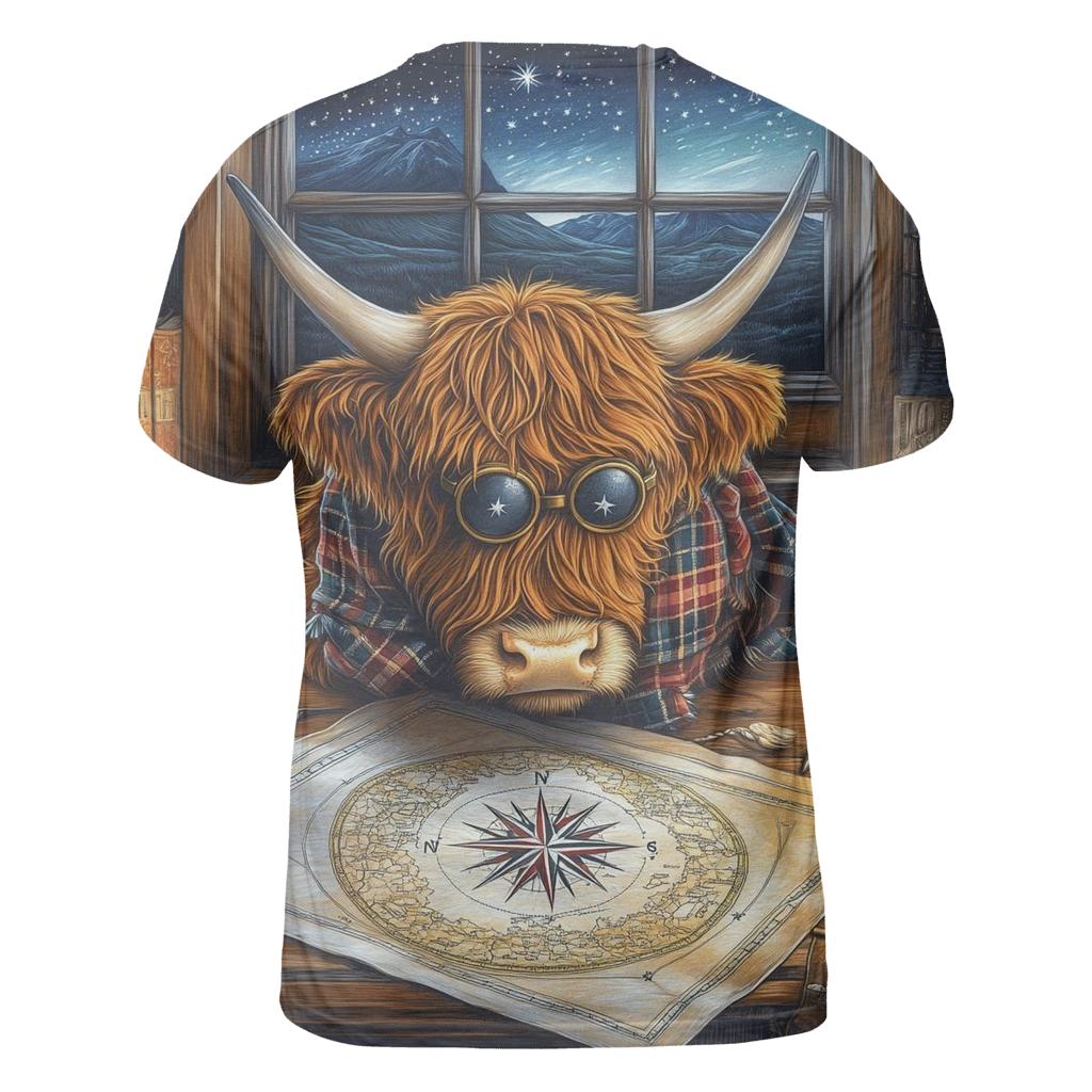 Highland Cow Star Map Study designer pattern shirts