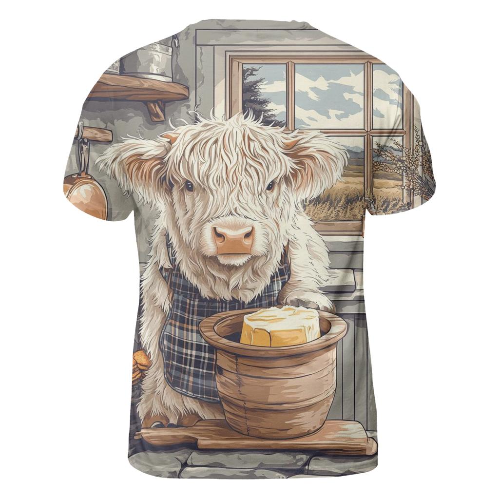 Highland Cow Butter Churn Kitchen trendy printed shirt styles