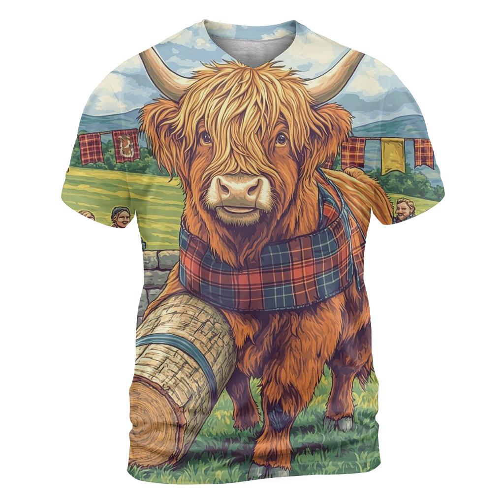 Highland Cow Highland Games Helper vibrant all-over design tees