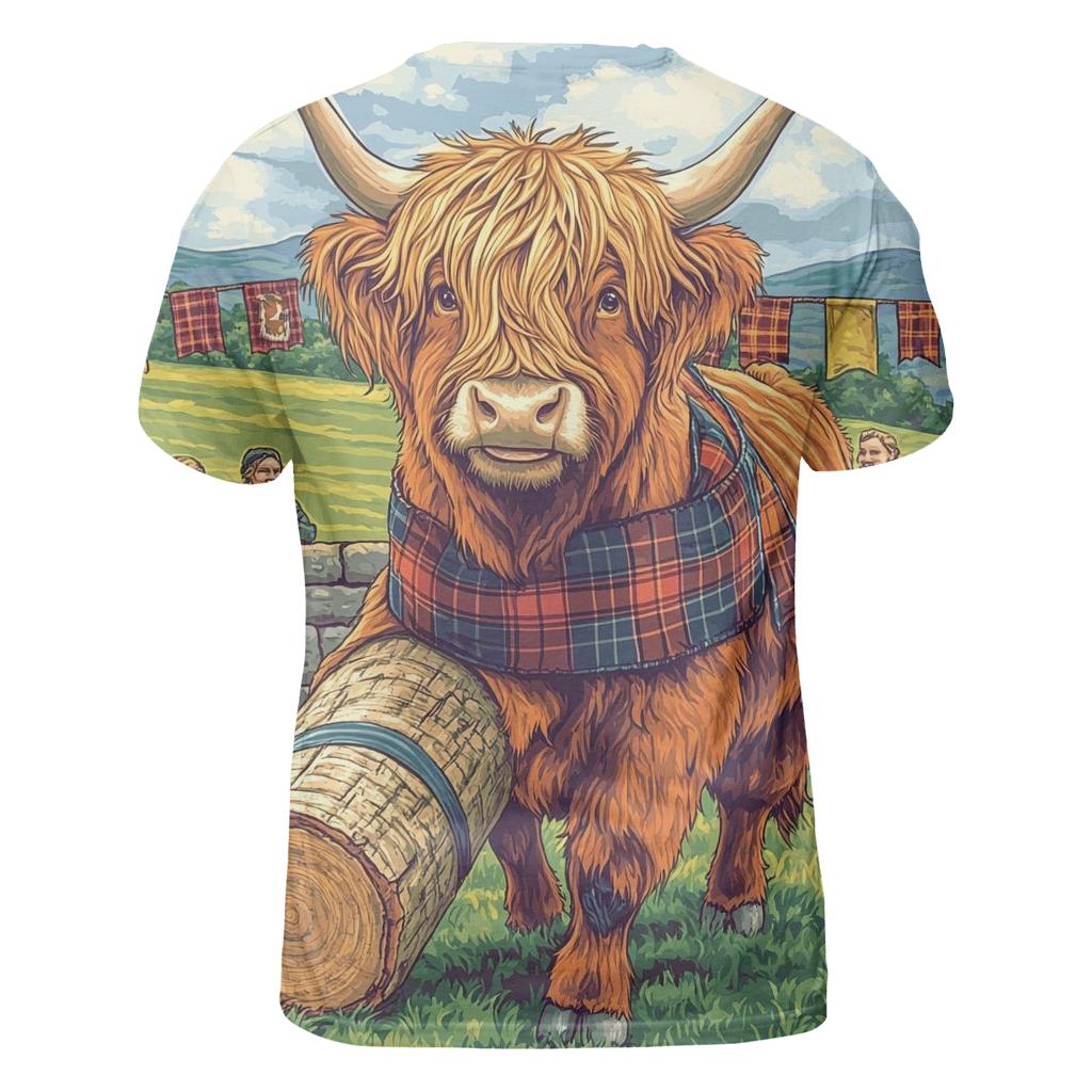 Highland Cow Highland Games Helper vibrant all-over design tees