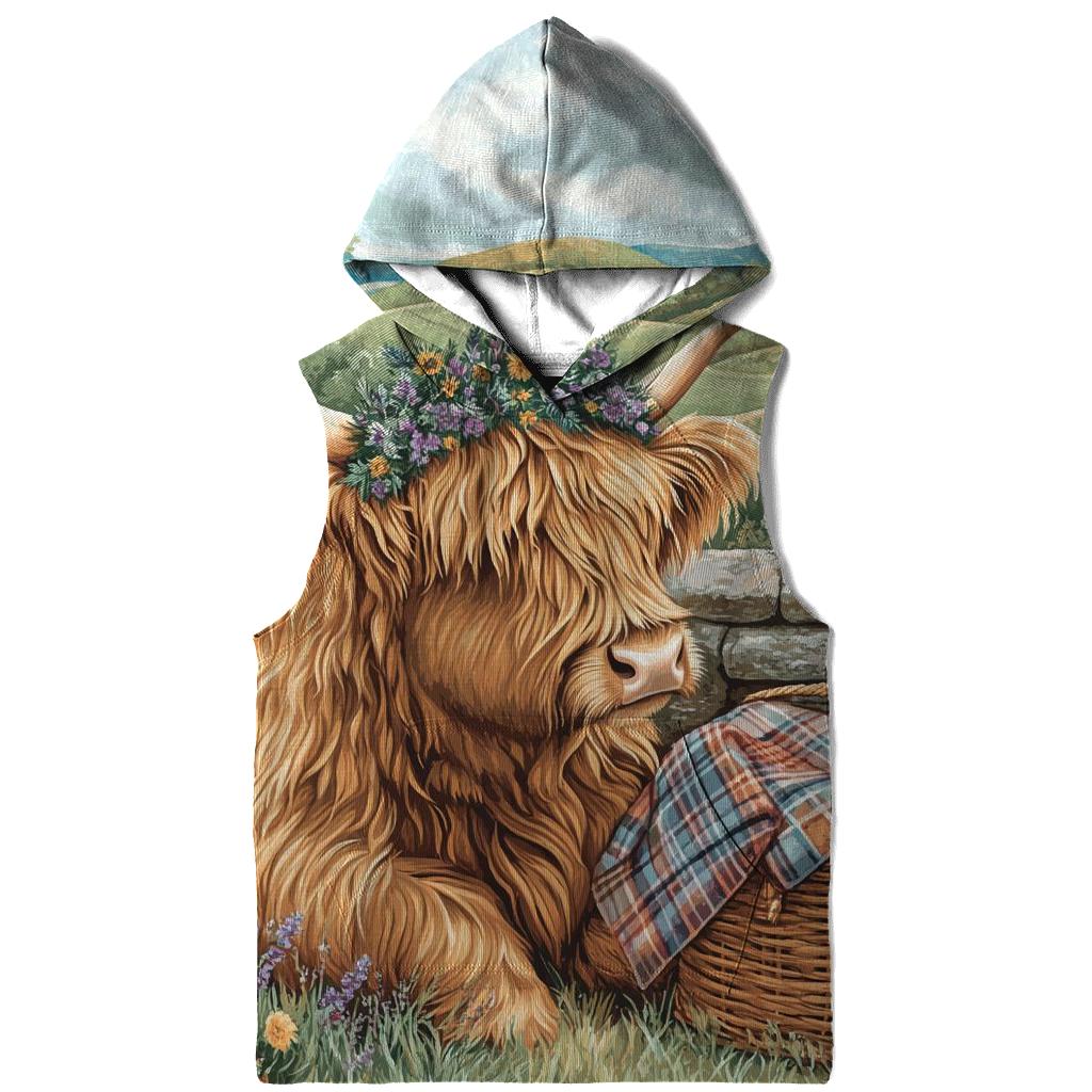 Highland Cow With Heather Crown Picnic hoodie designs