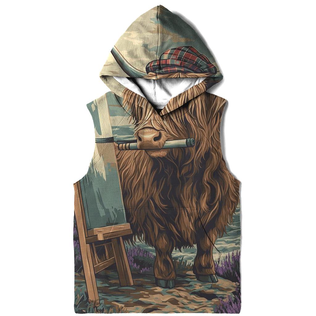 Clifftop Sketcher Highland Cow zip-up hoodies