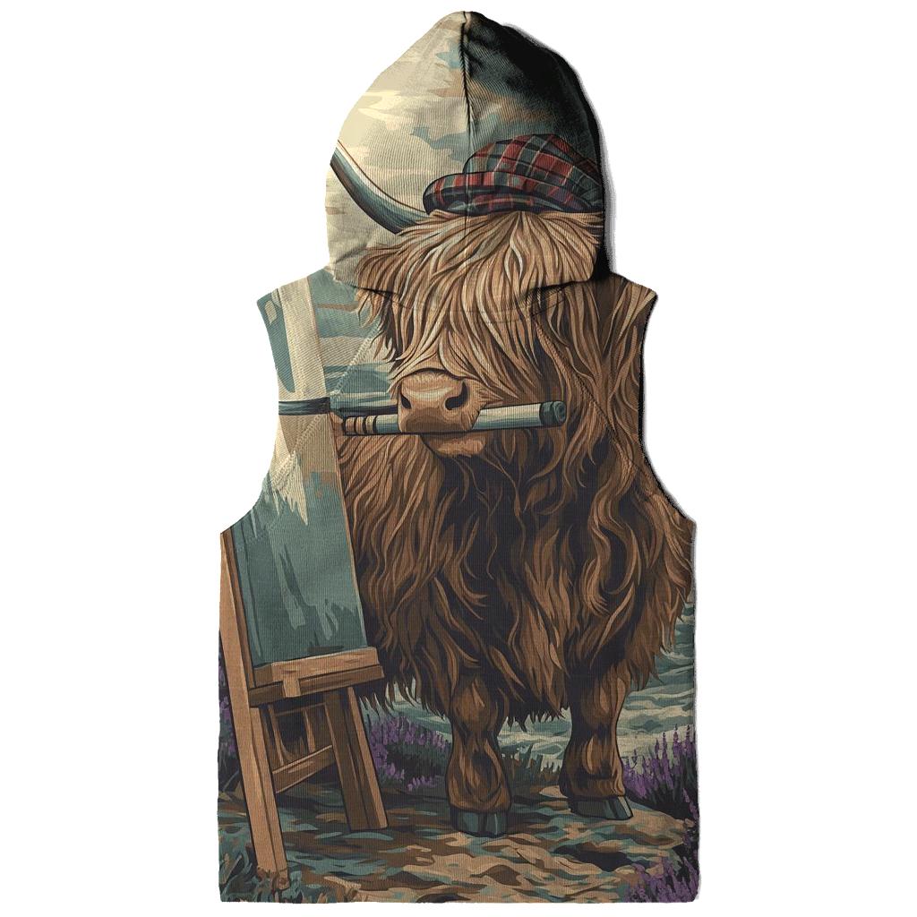 Clifftop Sketcher Highland Cow zip-up hoodies