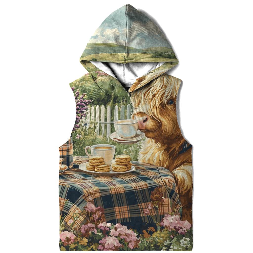 Highland Cow Tea Garden Brunch designer hoodies