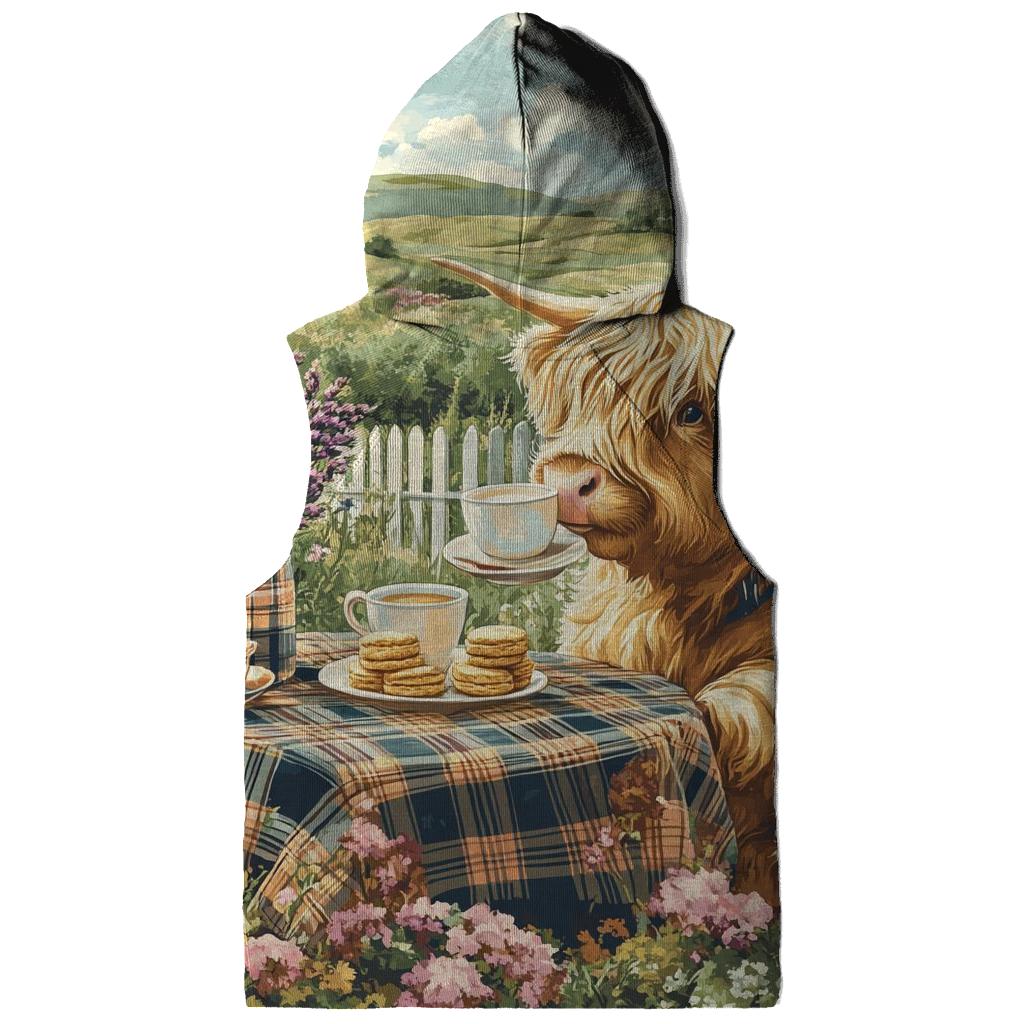 Highland Cow Tea Garden Brunch designer hoodies