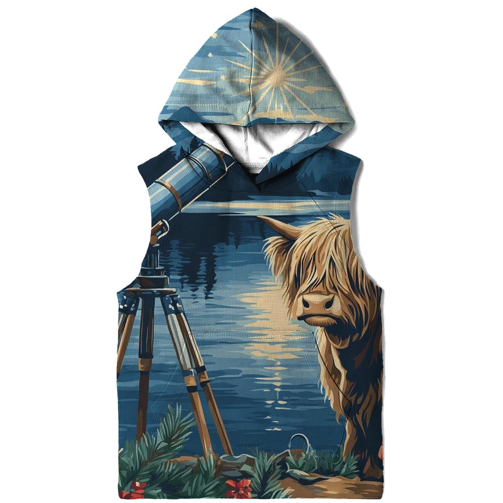 Highland Cow Lochside Telescope Night lightweight hoodies
